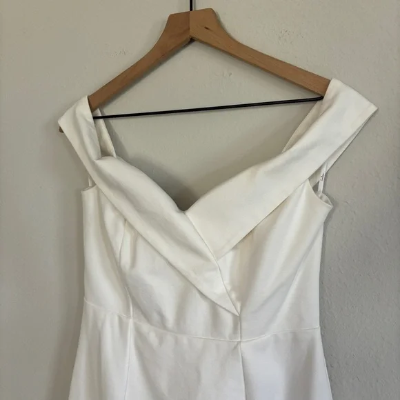 Lulu's Classic Glam White Stretch Off Shoulder Bodycon Dress Bridal Size L